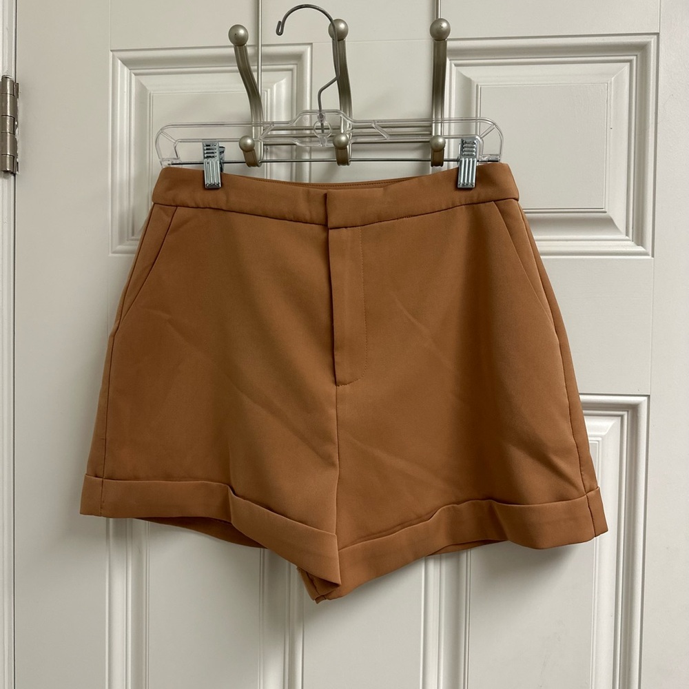 Endless Rose Tan High Waist Shorts Tailored Style